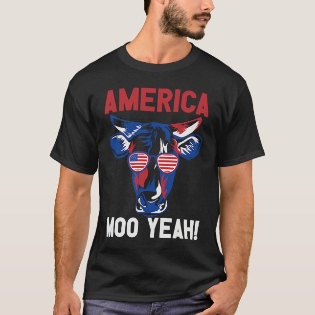 T-shirt American Patriotic Decoration Moo Yeah (Devant)