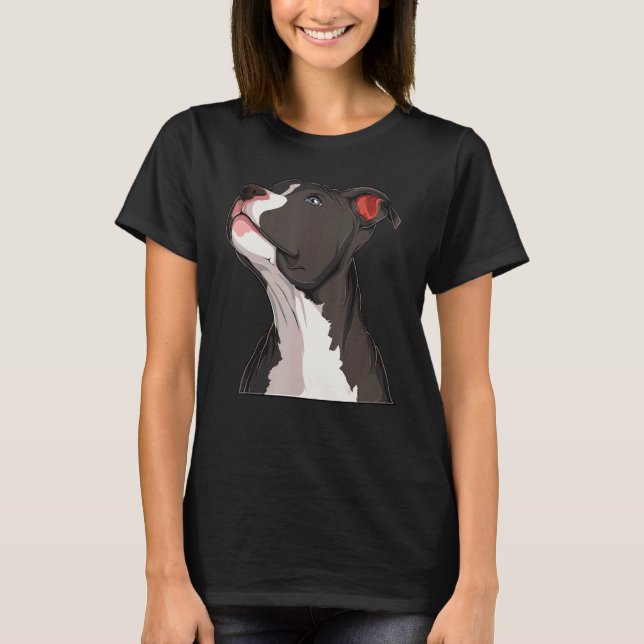 T-shirt American Pit Bull Pitbull Terrier Dog Head Dog Can (Devant)