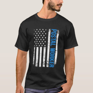 T-shirt American Postal Worker Usa Flag Mail 4E De J