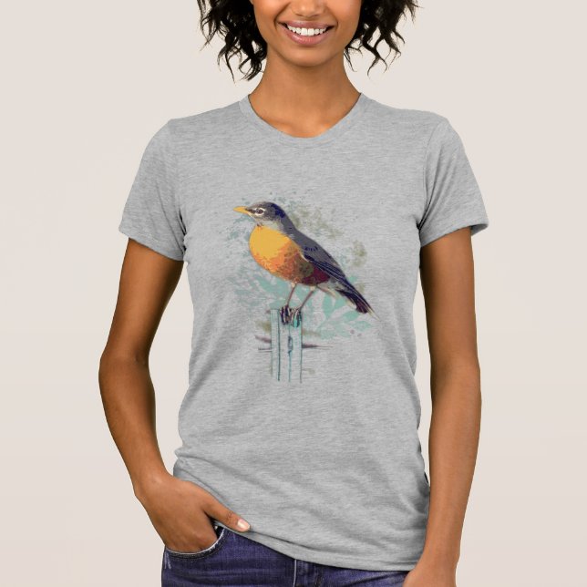 T-shirt American Robin Garden Bird Wildlife Art Nature (Devant)
