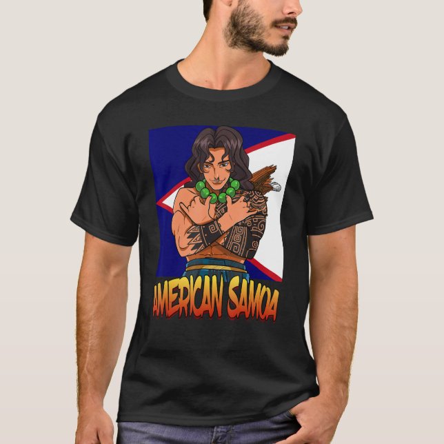 T-shirt American Samoa Flag Polynesian Shaka Samoan Family (Devant)