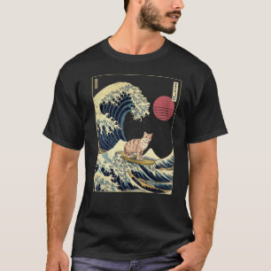 T-shirt American Shorthair Cat Kanagawa Vague drôle Surf A