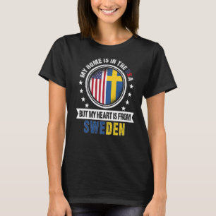 T-shirt American Swedish Flag Heart de Suède American P