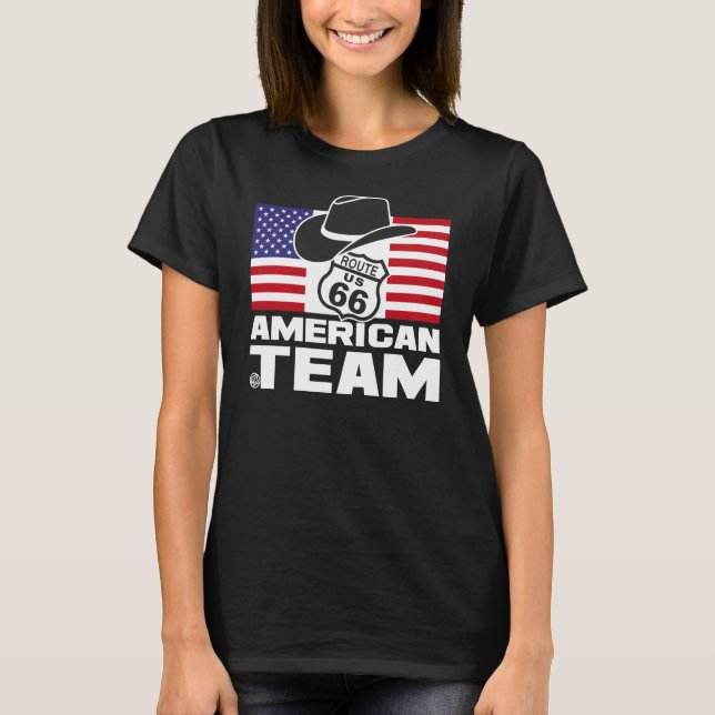 T-shirt American team Black femme (Devant)