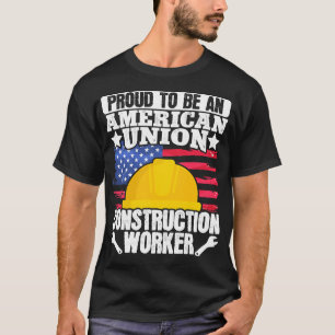 T-shirt American Union Construction Worker USA Drapeau 4e