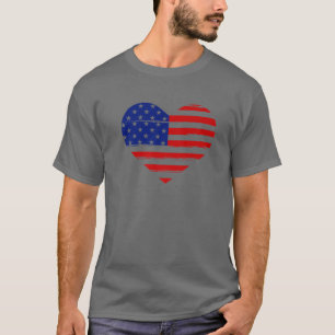T-shirt American USA - Coeur Drapeau en forme de Vintage