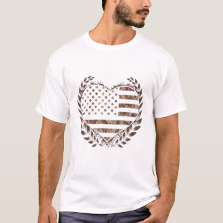 T-shirt American USA Flag Camouflage Heart