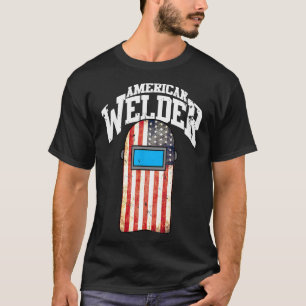 T-shirt American Welder Us Drapeau Soudage Hood Cadeau