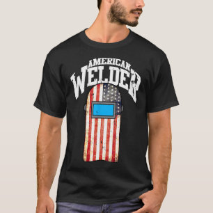 T-shirt American Welder Us Drapeau Soudage Hood Cadeau