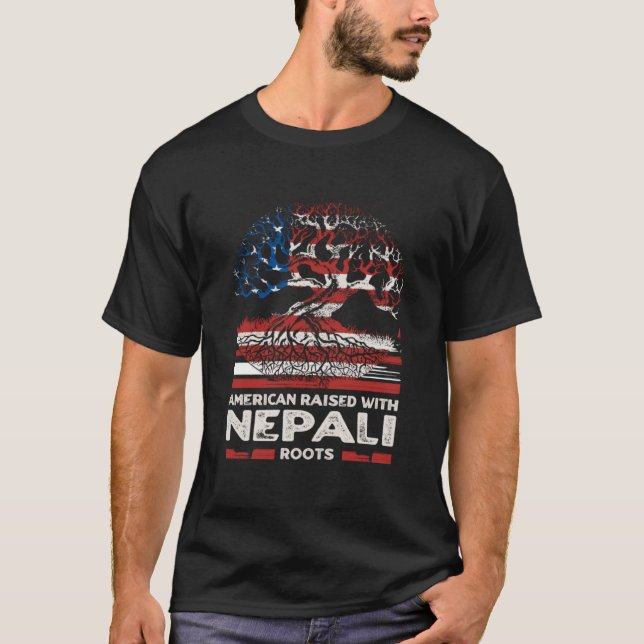 T-shirt American with Nepali Roots Patriotic Nepal Patriot (Devant)