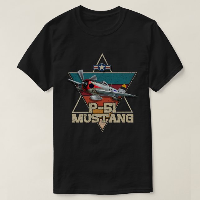 T-shirt American World War 2 P-51 Mustang Fighter Avion (Design devant)
