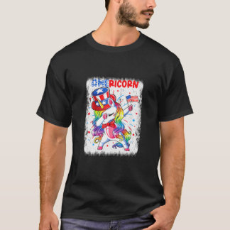 T-shirt Americorn Dabbing Unicorn 4 juillet Indépendance