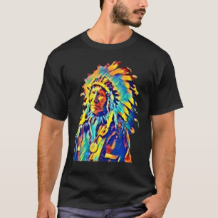T-shirt Amérindien en chef Nuage rouge coloré