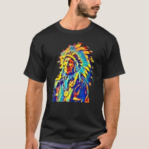 T-shirt Amérindien en chef Nuage rouge coloré