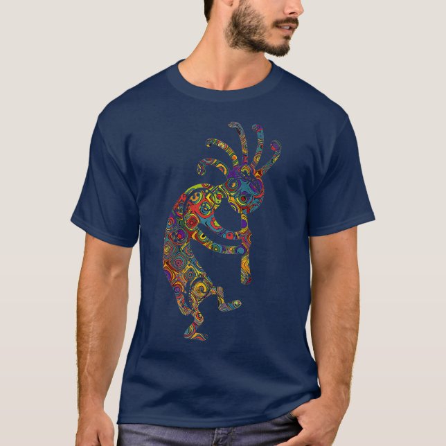 T-shirt Amérindien Kokopelli avec ornements Ventilateur P (Devant)