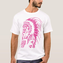 T-shirt Amérindien Vintage en chef (Fuchsia)
