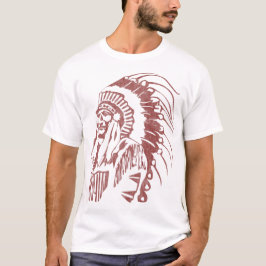 T-shirt Amérindien Vintage en chef (rouge foncé)