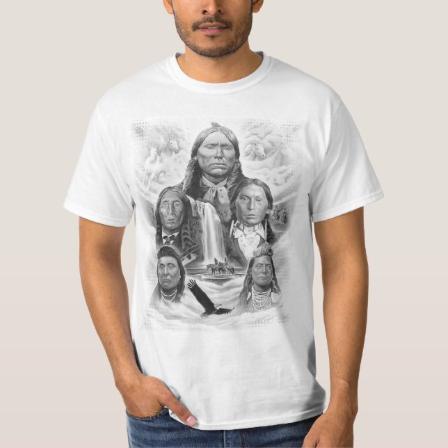 T-shirt Amérindiens Personnalisé Modèle Mens Valeur blanch (Devant)