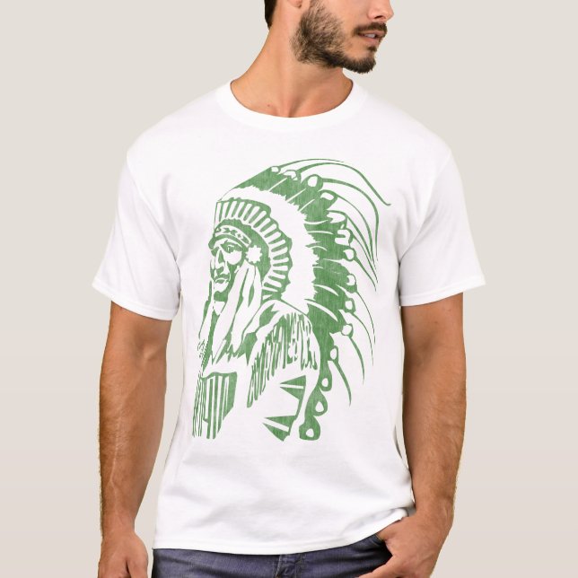 T-shirt Amérindiens Vintage (Vert) (Devant)