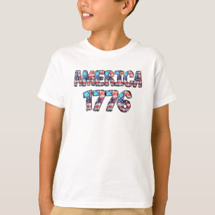 T-shirt Amérique 1776 Drapeau et feux d'artifice enfants