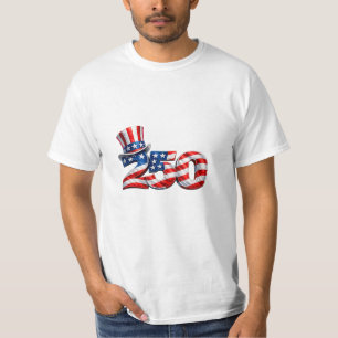 T-shirt Amérique 250 Chapeau Oncle Sam Patriotique