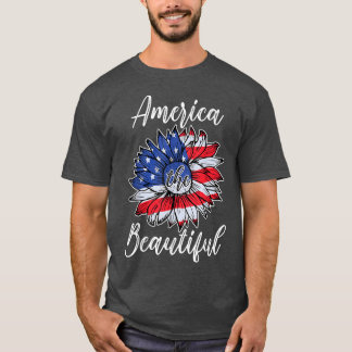 T-shirt Amérique 4 juillet Sunflower Amérique patriotique 