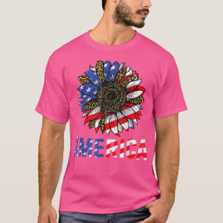 T-shirt Amérique 4 juillet Sunflower Amérique patriotique 