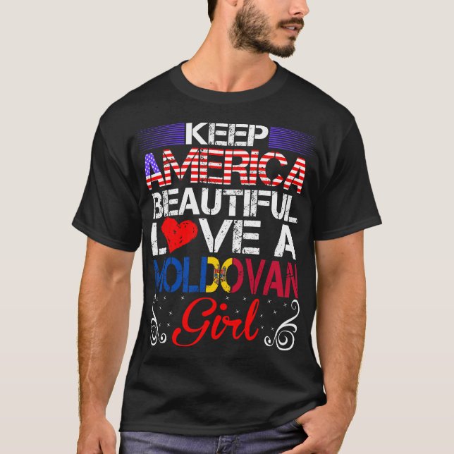 T-shirt Amérique Beau amour moldave fille cadeau (Devant)