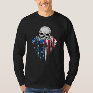 T-shirt Amérique Coeur crânien Amérique Drapeau Amérique C