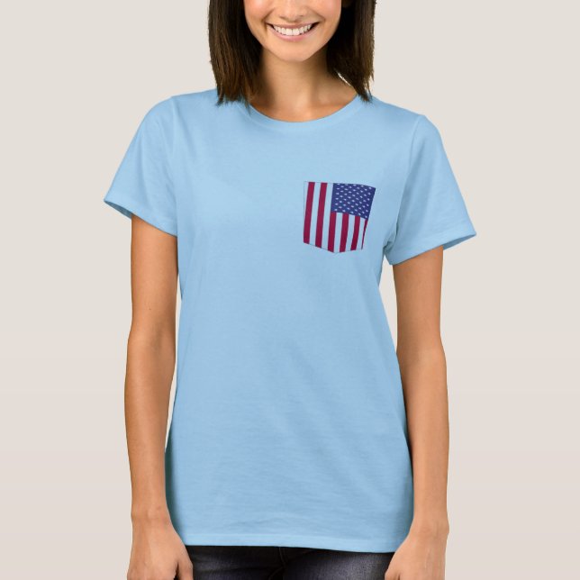 T-shirt amérique couleurs poche motif poche design (Devant)