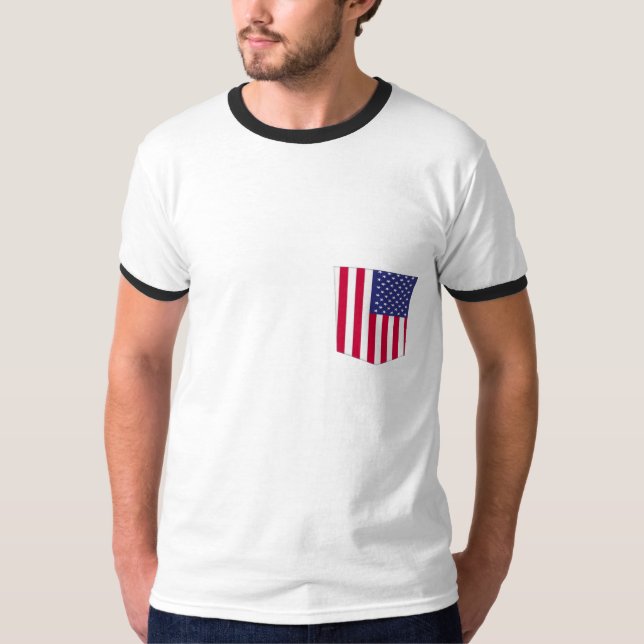 T-shirt amérique couleurs poche motif poche design (Devant)