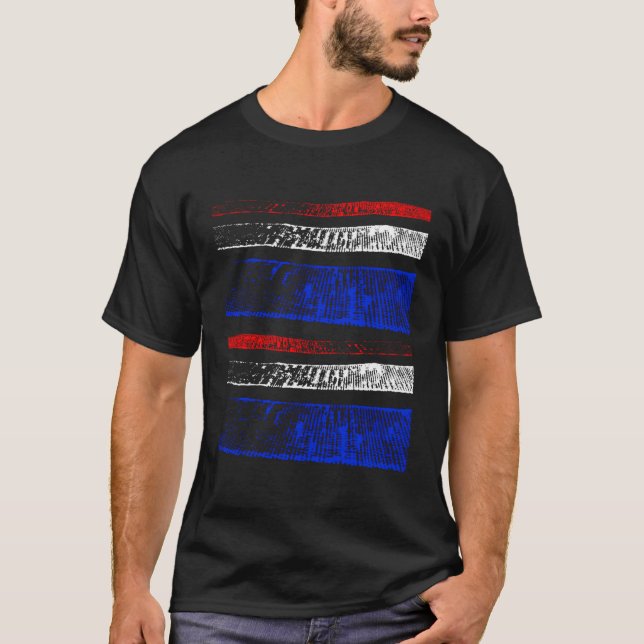 T-shirt Amérique Drapeau Couleurs Double Faded Stripes Urb (Devant)