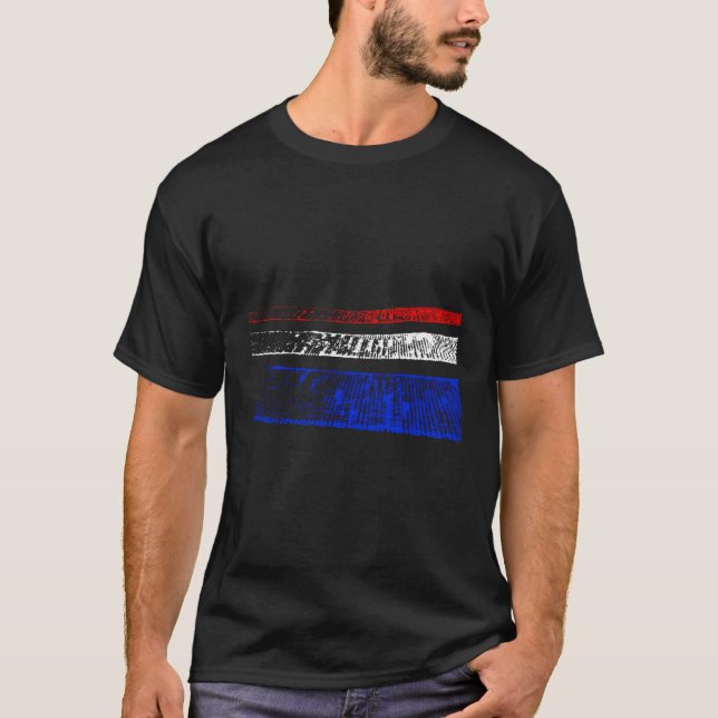 T-shirt Amérique Drapeau couleurs rayures défraîchies Desi (Devant)