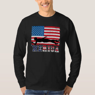 T-shirt Amérique Drapeau Natation Etats-Unis Conception Mo