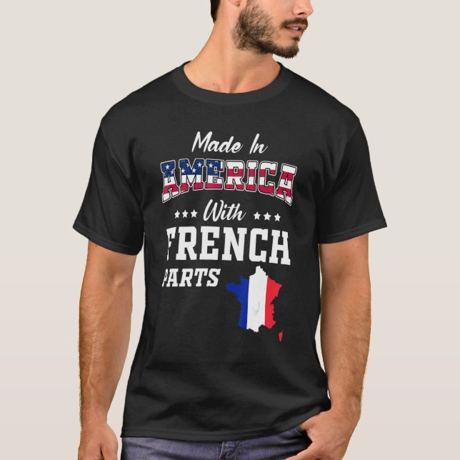 T-shirt Amérique France Pièces France Carte Usa Drapeau An (Devant)