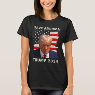 T-shirt Amérique Libérez Trump Mug Shot 2024 drapeau améri