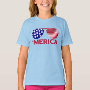 T-shirt Amérique Lunettes de soleil bleu blanc rouge