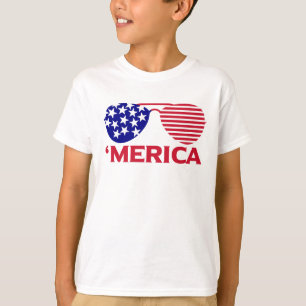 T-shirt Amérique Lunettes de soleil bleu blanc rouge