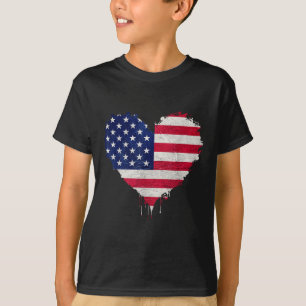 T-shirt Amérique patriotique États-Unis Drapeau Amour Coeu