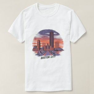 T-shirt Amérique Skyline de la ville de Boston, Boston Ma