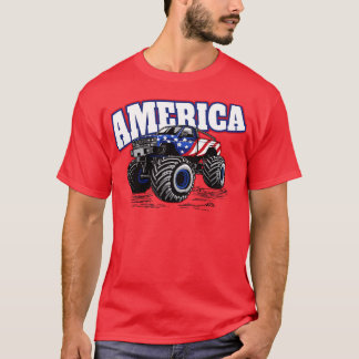 T-shirt Amérique Stars et rayures Monster Truck Funny Meri