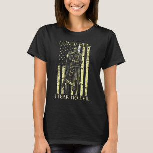 T-shirt Amérique Vétéran Guerrier Croisés Je Me Trouve Ici