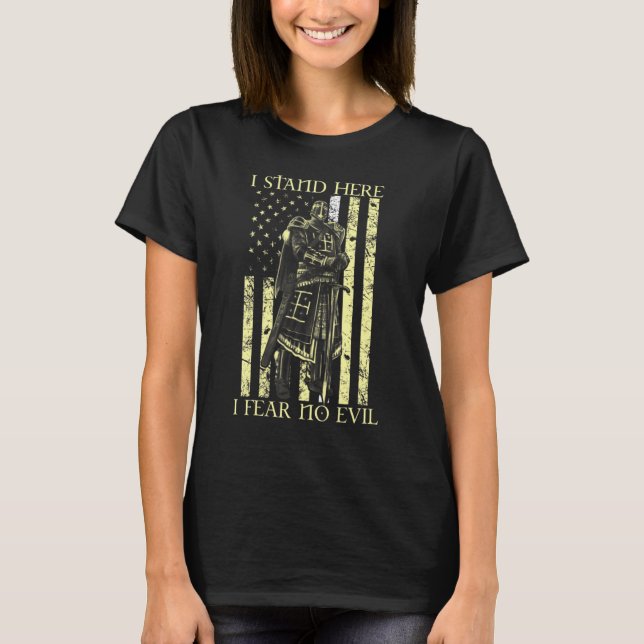 T-shirt Amérique Vétéran Guerrier Croisés Je Me Trouve Ici (Devant)