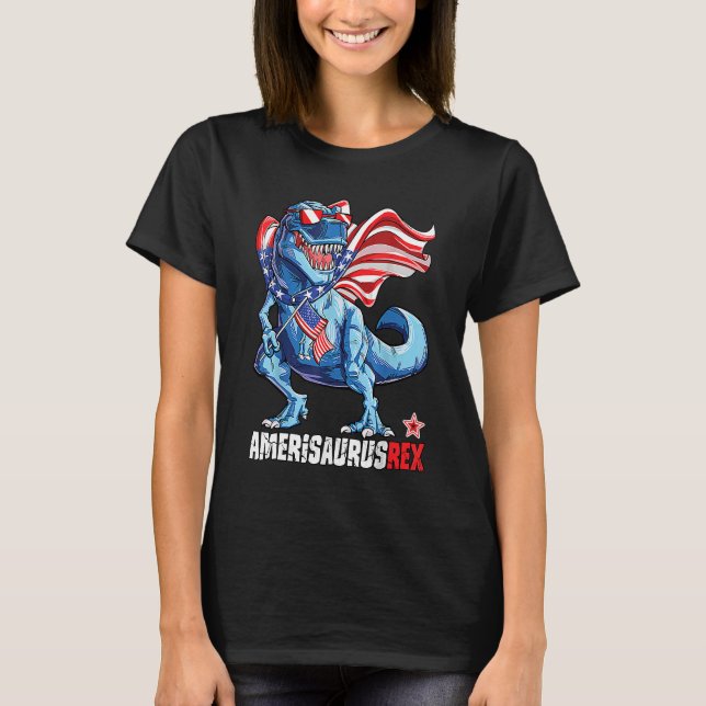 T-shirt Amerisaurus Rex Independence Day (Devant)