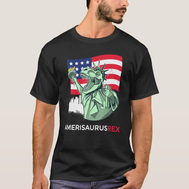 T-shirt Amerisaurus Rex Patriotic Boys Dinosaur 4 Juil (Devant)
