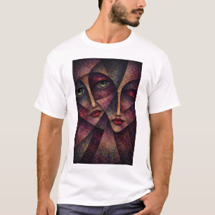 T-shirt Âmes Jumelles – Visages Cubistes Abstraits