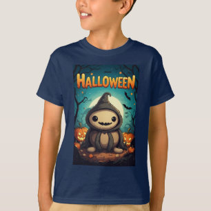 T-shirt Ami Citrouille dans un Patch d'Halloween