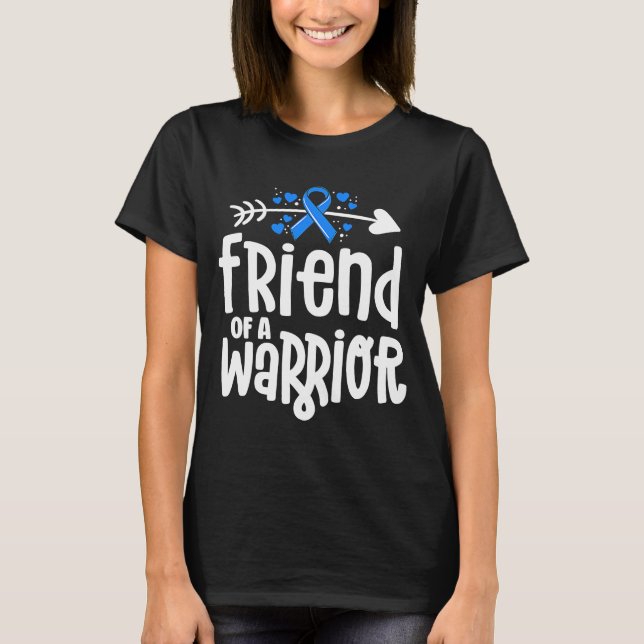 T-shirt Ami D'Une Équipe De Soutien De Guerrier Blue Ribbo (Devant)