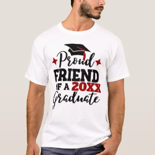 T-shirt Ami fier d'un diplômé de 2022 pompon noir rouge