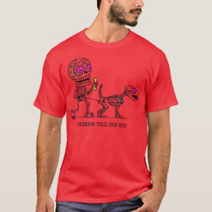 T-shirt Ami Jusqu'À La Fin Skeleton Chien Marchant Morts
